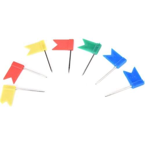 50pcs/lot Flag Shape Long Pin Thumbtacks Colored Cork Board Map Marked Pushpin For Home Office Wall Thumb Tack Decorative Tools