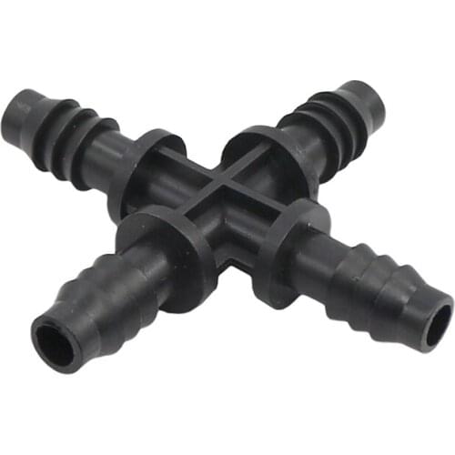 8 / 11mm Hose Cross Connect Splitter Automatic Watering Drip Irrigation Plastic 4-Way Connector Water Quick Coupling 50 Pcs