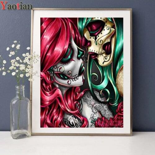 5D Diamond painting Skull Woman Full Square Round drill Diamond Embroidery Cross stitch Halloween Gift Kits mosaic decor art