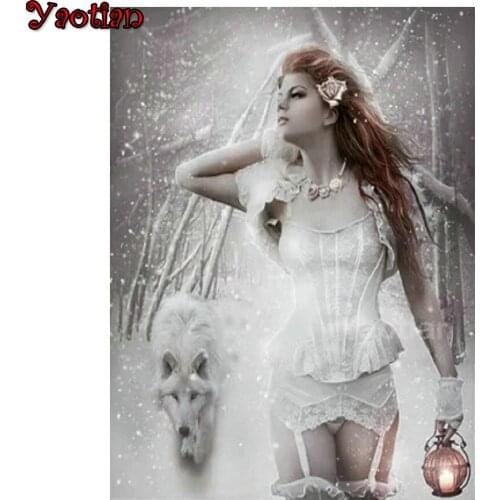 Fantasy woman and wolf diamond painting full square/round 5d diy diamond embroidery mosaic 3d Cross stitch,Amazing artworks