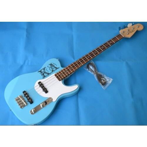 Free shipping customized electric bass guitar in blue with rosewood fingerboard basswood body F-1502