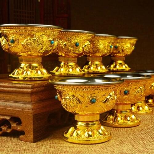 Nepal craft eight auspicious high foot eight for a cup of water supply cup large Buddhist supplies 9 height/10.5 cm diameter cm