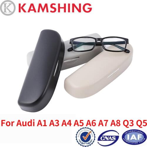 CAPQX Car Roof Sunglasses Box For Audi A1 A3 A4 A5 A6 A7 A8 Q3 Q5 Sun Glasses Case Sun Visor Case Holder Eyeglasses Storage Box