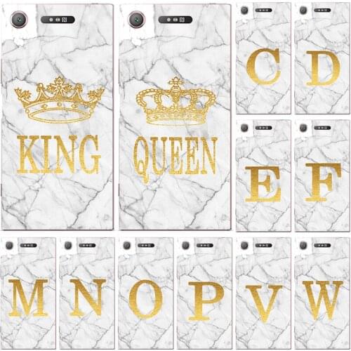 Phone Case For Sony Xperia X Compact Performance F5121 F5321 F8131 White Marble Golden English Letter Fashion Name Back Cover