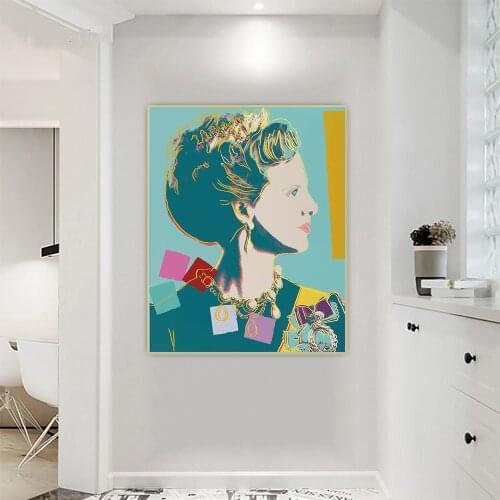 Citon Andy Warhol《Queen Elizabeth II》Pop Art Canvas Oil Painting Art Poster Decorative Print Picture Wall Decor Home Decoration