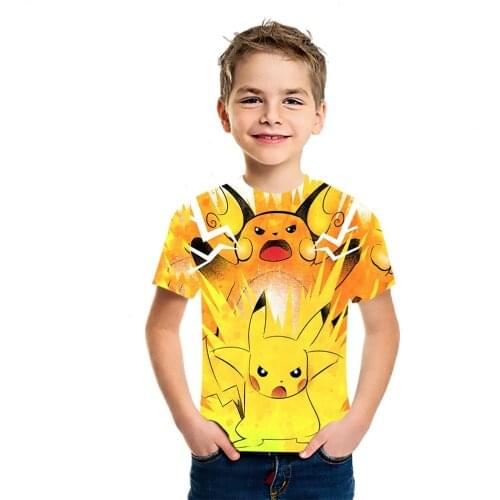 Warzone 2021 Cartoon 3D Printing T-Shirt Children Picachu Animation Original Fashion Personality Casual Short Sleeve Top