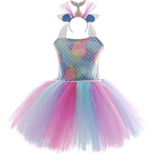 Sequins Kids Girls Birthday Party Dresses with Headband Sea Star Princess Toddler Baby Girls Wedding Dress Kids Clothes for Baby