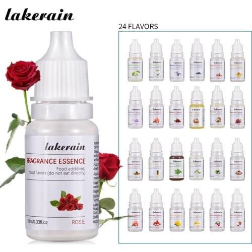 10ml Fruit Flower Fragrance Oil Natural Flavor Handmade Cosmetic Tool DIY Lip Gloss Food Grade Flavor Essence 24 Flavors