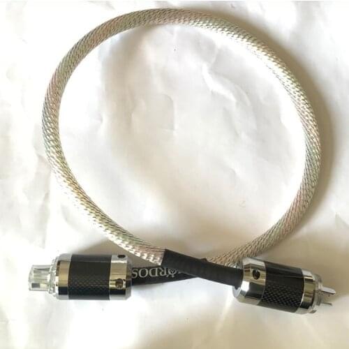 Hi-End 12Cores 7N Silver Plated OCC AU AC Power Cord Cable HIFI Audio CD DVD Play Carbon Fiber Plug Connector