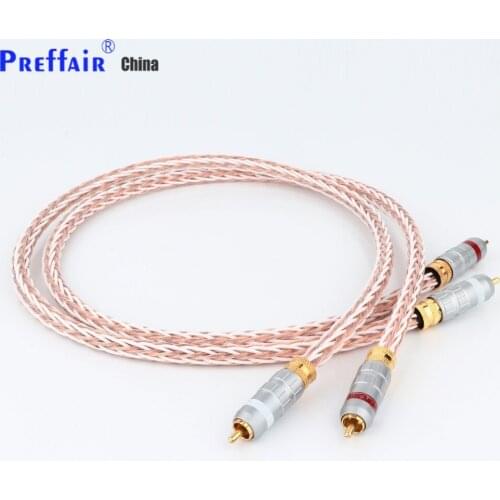 Hifi Sound Quality 8TC 7N OCC Pure copper RCA Cable Hi-end CD Amplifier Interconnect Gold Plated 2RCA to 2RCA Male Audio Cable