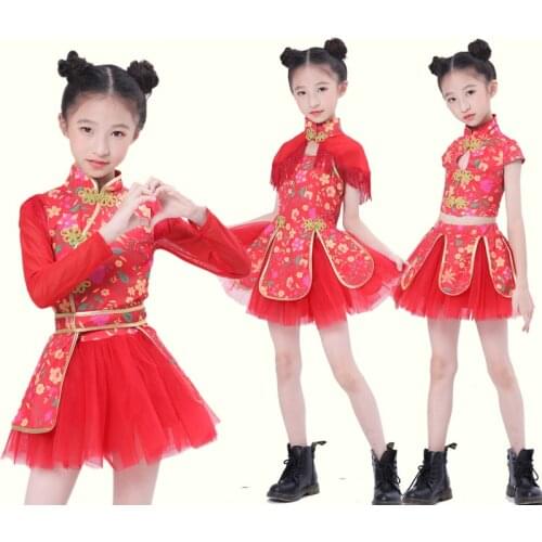 Chinese Costume For Girl Kids Hiphop Clothing Children Jazz Street Dance Wear Clothes Ballroom Stage Outfit