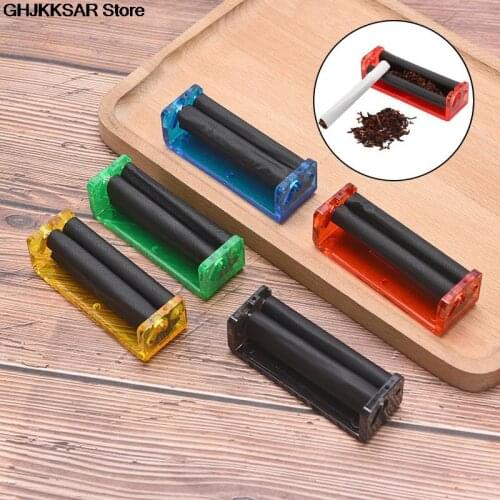 1pc 70mm Easy Manual Cigarette Tobacco Smoking Roller Maker Rolling Machine Clear Color Random