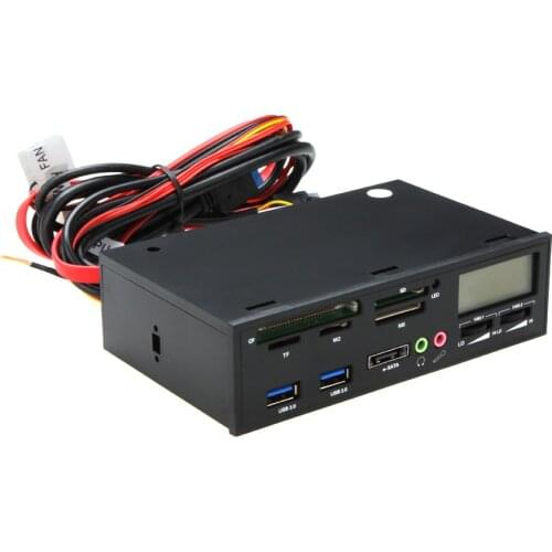 5.25" USB 3.0 e-SATA All-in-1 PC Media Dashboard Multi-function Front Panel Card Reader Support for MMC/SDHC/CF/CFII/HS CF