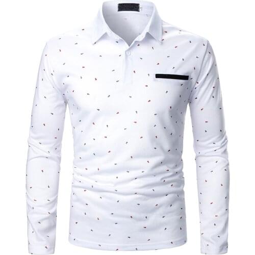 2021 Fashion Color Matching Polo Shirts Men Autumn Casual Lapel Long Sleeve Tops For Male Patchwork Turn-down Collar Shirt