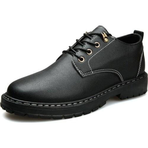 2021 Early Autumn New Concise Style Leather Casual Shoes for Male Round Toe Lace-up Boat Shoes with Platform Breathable
