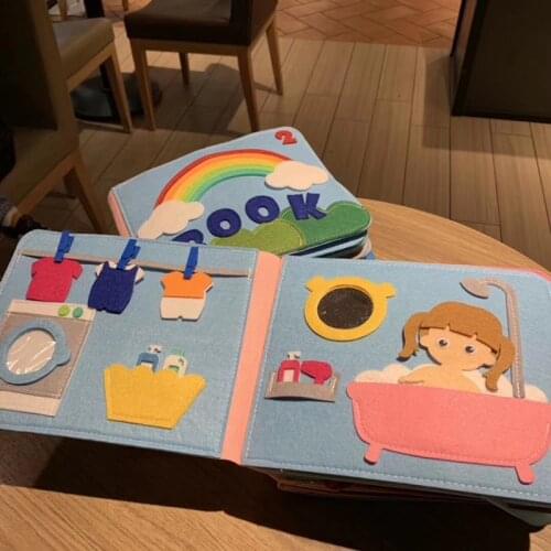 New Washable Montessori Baby Busy Board 3D Toddlers Story Cloth Book Early Learning Education Habits Knowledge Developing Toys