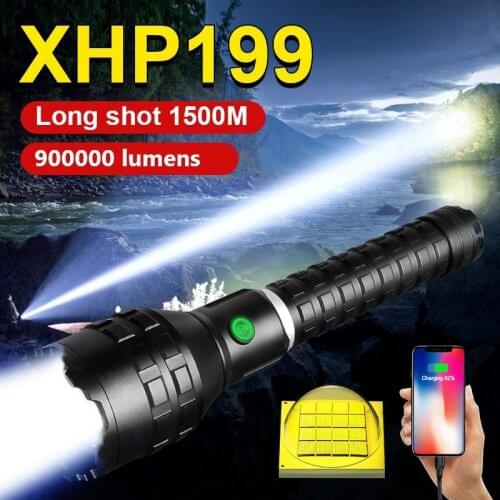 2021Newest XHP199 Most Powerful Led Flashlight Usb Torch Light Rechargeable Tactical Flash Light 18650 Xhp90 Camping Led Lantern