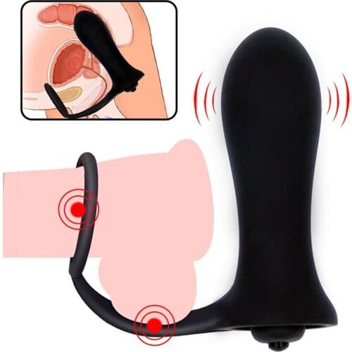 ORISSI Silicone Male Climax Delay Prostate Massager Anal Vibrator Sex Toys for Men Erotic Toys Anal Cock Ring Sex Products