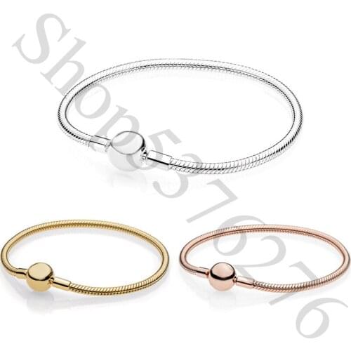 Authentic 925 Sterling Silver Moments Signature Fashion Bracelet Fit Pandora Women Bead Charm Bangle Gift DIY Jewelry