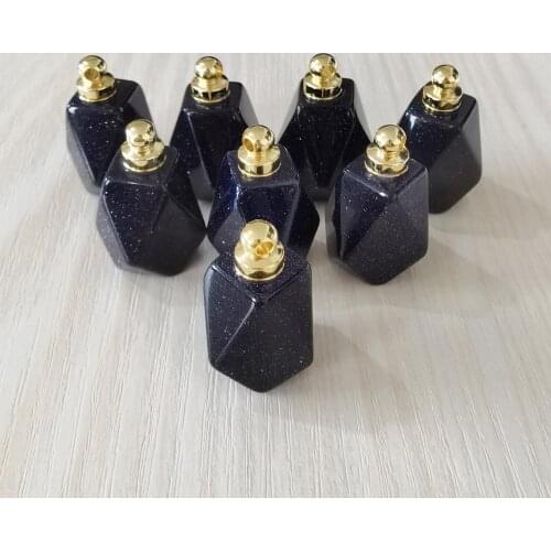 Fashion blue sand Perfume bottle polygon stone pendants Wholesale 3pcs/lot for Jewelry Making diy Necklace Accessory Fashio