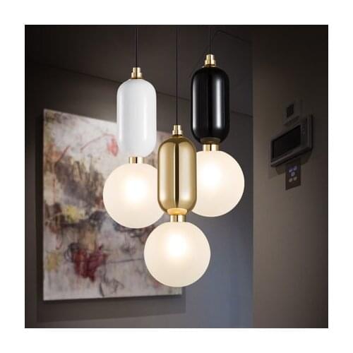 Simple Creative Iron Glass Droplight Modern LED Pendant Light Fixtures For Dining Room Hanging Lamp Home Lighting Lampara
