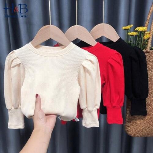 Humor Bear Girls' Bottoming Shirt Autumn Korean Autumn Clothes Fashion Top Princess AutumnNew Style Children Baby Kids Clotes