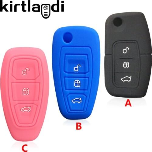 Silicone Car Key Cover Remote Case for Ford Fiesta Fusion Focus 2 3 Ecosport Kuga Mondeo Transit C Max S-MAX 3 Button Key Holder