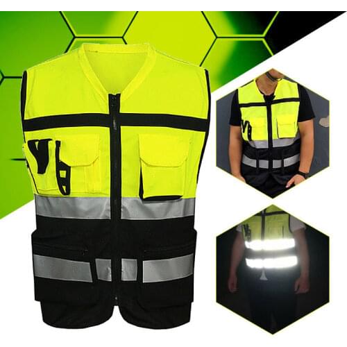 Automobile Motorcycle Reflective Safety Vest Yellow High Visibility Night Warning Safety Coat For Traffic Car Summer Mesh Vest