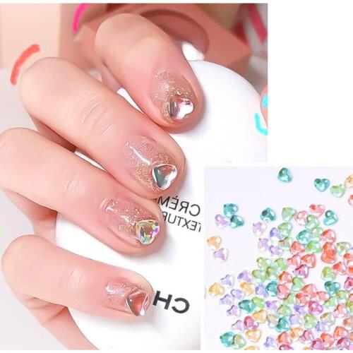 27RC 3D Flatback Nail Art Decorations Heart-shaped Multi Color for Nails Manicure