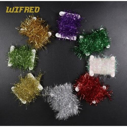 Wifreo 2cards *2M 3.5cm Wide Ice Chenille Hair Crystal Flash Fly Tying Material for Saltwater Streamer Fly Marabou Jig Lure Red