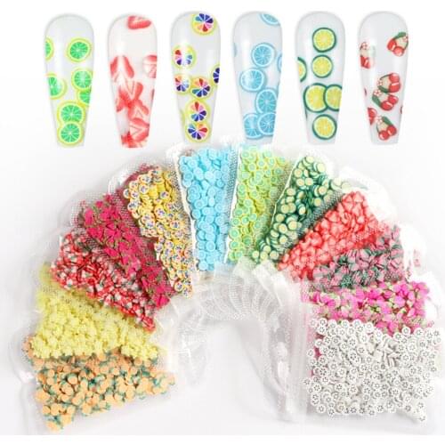 1bag 3D Fruit Soft Ceramic Patch Nail Sequins Christmas Snowflakes Flakes Sequins Paillettes Nails Art Manicure DIY Phone Case