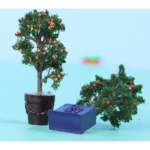 1pcs 1/12 Dollhouse Miniature Potted Tangerine Tree Plant Miniature Fairy Garden Plants Fruit Trees Plants Accessory