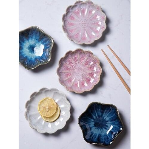 1PC Originality Ceramics Plate Flavor Small Dish Seasoning Dish Food Plate A European Flower Shape Dish Ceramics Tableware