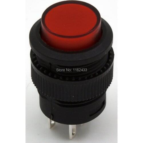 10pcs / lot R16-503BD 16mm reset (ON) - OFF round push button switch pushbutton with light red 2V others 3V