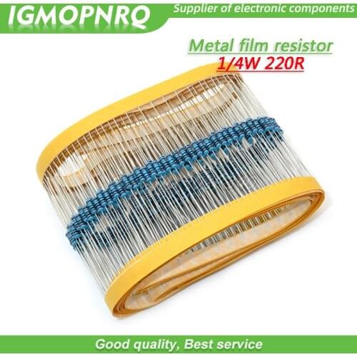 100pcs Metal film resistor Five color ring Weaving 1/4W 0.25W 1% 200R 200 ohm 200ohm