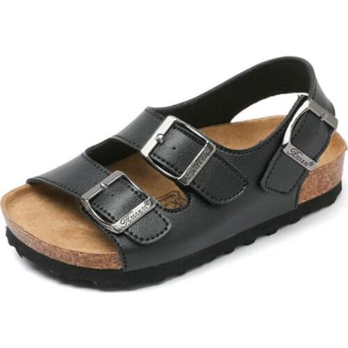 2020 Summer New Kids Beach Sandals for Boys Cork Sandals Non-slip Soft Leather Girls Sport Sandal Outdoor Fashion Children Shoes