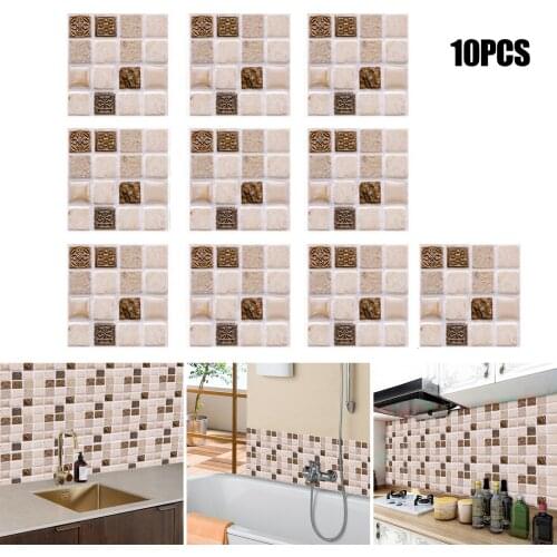 3D Mosaic Tile Stickers with PVC Material Water-Proof Heat Resistant Easy Operation Durable for Home Kitchen Tile Stickers