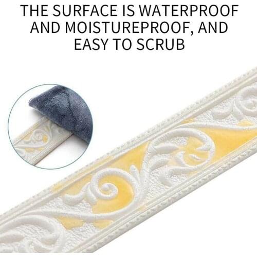 Home Decor 3D Wallpaper Waterproof Self-Adhesive Wall Skirting Wall Skirting Border Sticker Wall Waist Line Accessories