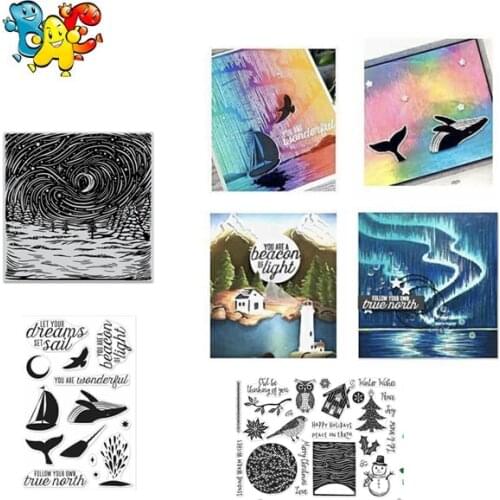 Aurora Transparent Clear Stamps for DIY Scrapbooking/Card Making/Kids Christmas Fun Decoration Supplies