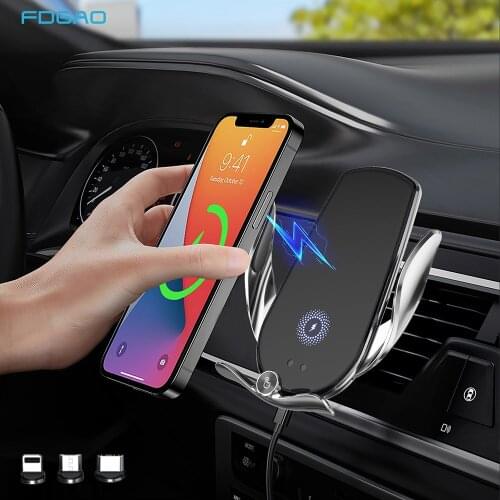Automatic Clamping 15W Qi Car Wireless Charger Car Phone Holder for Air Vent Mount Intelligent Infrared Magnetic Fast Charger