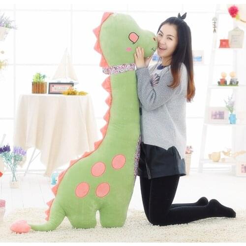 Dorimytrader Kawaii Anime Dinosaur Plush Toy Large Soft Cartoon Dinosaurs Doll Pillow for Baby Gift Creative Decoration 140cm