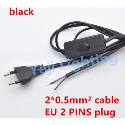 EU 303 button switch cable Black white ON / OFF rocker switch for desk lamp table light led chandelier Power Cord Extension Cord