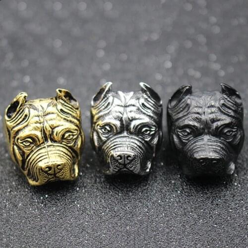 FDLK Wholesale Exaggerated Ring Pit Bull Bulldog Dog Rings Men Personality Titanium Steel Animal Jewelry