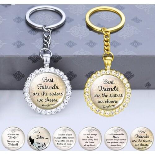 Hot Sale Friendship Jewelry Best Friends Good Friends Sisters Letters Rhinestone Pendant Friendship Keychain Friends Gifts