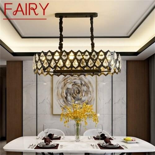 FAIRY Black Chandelier Rectangle Fixtures Modern Creative Branch Crystal Pendant Lamp Light Home LED for Decoration