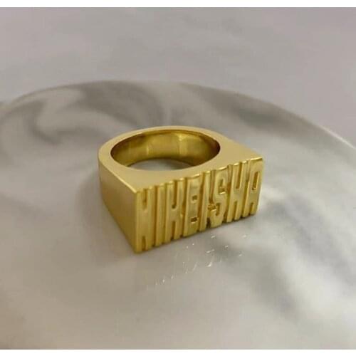 AurolaCo Custom Name Rings Gold Personality Hip Hop Ring Women Fashion Punk Letter Ring Gifts