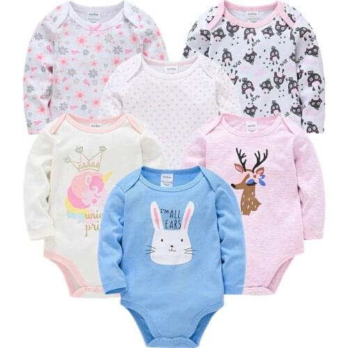 2021 3/6PCS Autumn Newborn Baby Girl Jumpsuit Cotton Infant Bodysuits Onesie Clothing Summer Baby Girls Boys Clothes Roupa de