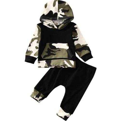 Boy Set 0-3Y USA Casual Toddler Baby Kids Boy Hooded Tops Pants 2Pcs Outfits Set Clothes