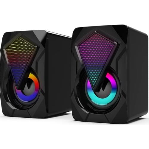 Stereo Sound Surround Loudspeaker X2 USB Powered Computer Speakers 3Wx2 Multimedia Bass Speakers with RGB Light