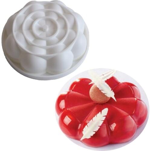 Round Queen White Eight Petal Flower Silicone Cake Mold Mousse Baking Form Tray Jelly Pudding Chocolate Moulds Cake Decor Tool